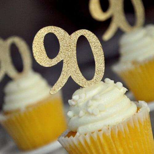 2020 Custom Personalize glitter 90th Birthday Party Supplies"90" Cupcake Toppers 90 Birthday Party Decor milestones birthday