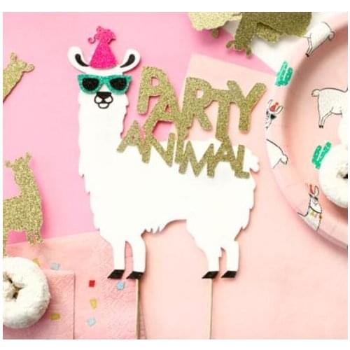 Personalize text name number glitter Llama Happy birthday Cake Topper -baby shower party cake toppers baptism decoration