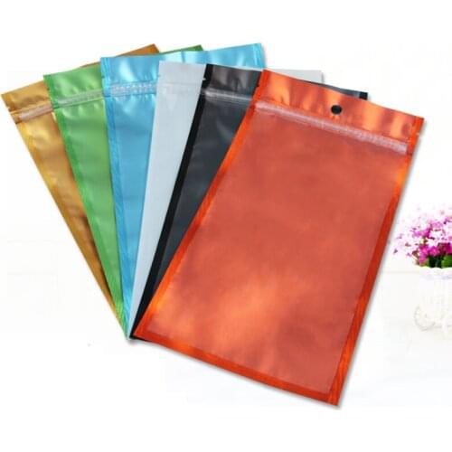 Free DHL Zipper Plastic Matte Clear Package Pouch For Grocery Storage Ziplock Poly Flat Silver Back Hang Hole Packing Bag