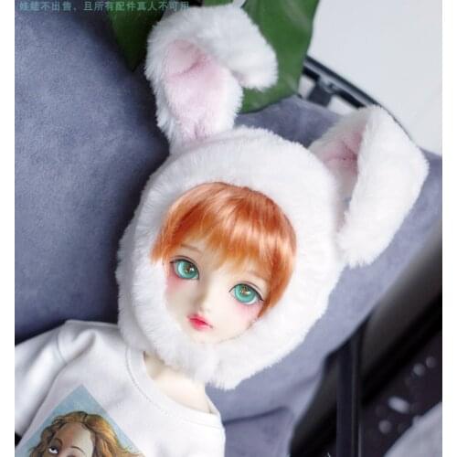 1PCS Plush rabbit ear hat Lovely white Animal roleplay for 1/3 1/4 1/6 uncle hat doll clothes accessories