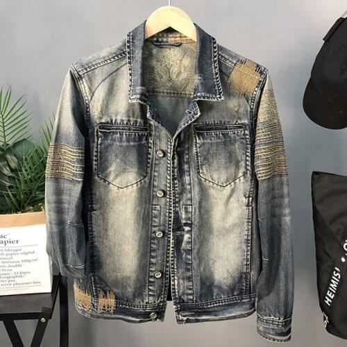 Casual Slim Fit Automotive Mens Denim Jacket Coat Plus Size M-3XL Vintage Summer Bomber Jacket For Man Jean Jacket Overcoats