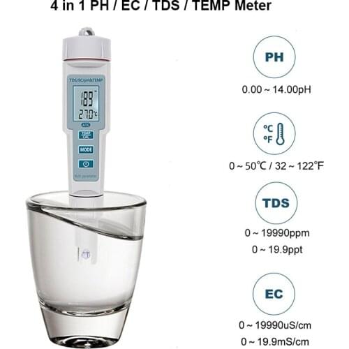 Multi-functional 4 in 1 PH TDS EC Temperature Meter PH-686 PH Meter Digital Water Quality Tester Analyzer for Pool Drink Water