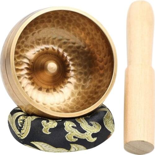 Tibetan Singing Bowl Set with New Dual End Stroker & Cushion Handcrafted for Meditation Yoga Spiritual Healing