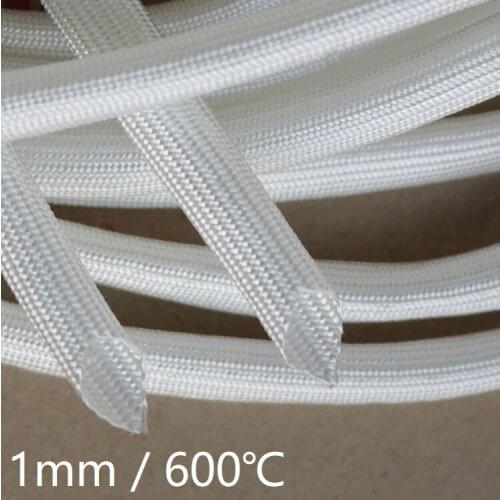 Fiberglass Tube 1mm High Temperature Chemical Glass Fiber Braided Sleeve Soft Wire Casing Insulated Pipe Protect 600Deg.C White