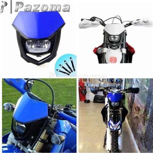 PAZOMA Blue Motocross Universal Head Lamp Lighting Enduro Dual Sport Dirt Bike Headlight Fairing for Yamaha YZ YZF WR WRF XT TTR