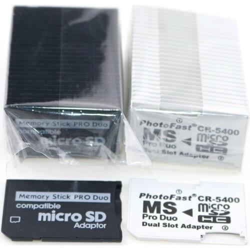 10pcs Single and Dual Slot Card Reader New Micro SD SDHC TF to MS Memory Stick Pro Duo Reader for PSP Card Adapter
