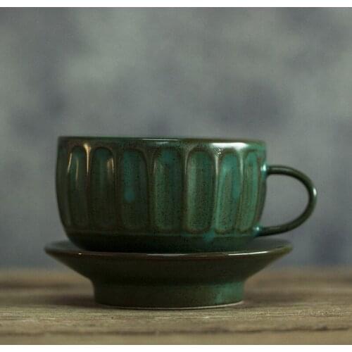 220 ml vintage espresso coffee cup and saucer set ceramic Roman Columns coffee mug Milk tea cups With hand lelatte cup