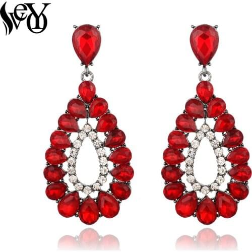 VEYO Vintage Dangle Earrings for Women Crystal Drop Earrings Female Antique Hollow Jewelry Wholesale