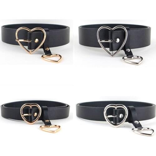 Women Lady Fashion Gold Silver Heart Buckle Belt Leather Jeans Dress Waist Band BLTLL0514