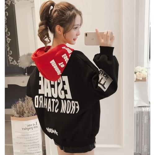 Hoodies Women 2020 Women Fashion Sweatshirts Long Sleeve Hoodies Print Letter Female Tracksuits Sportswear Moletom Feminino 2XL