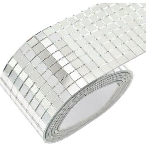 Glass Mosaic Tiles Mirror Self Adhesive Sticker Self-Adhesive Square Glass Mirror Mosaic Tiles Decorative Craft Wall Stickers