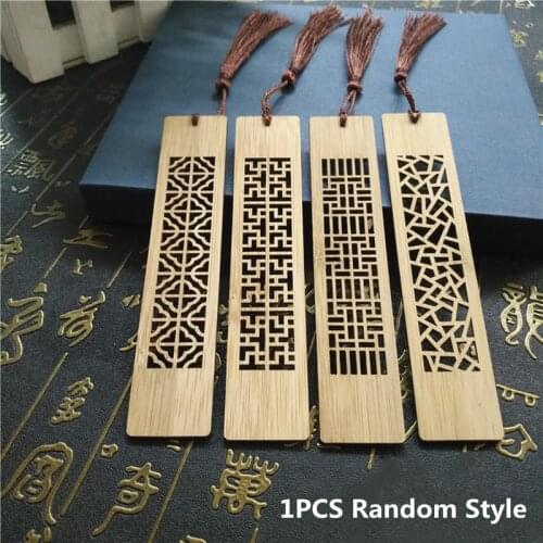 1PC Wooden Bookmarks for Books Vintage Hollow Book Mark Tassels Chinese Traditional Gifts for Kids School Stationery papeleria
