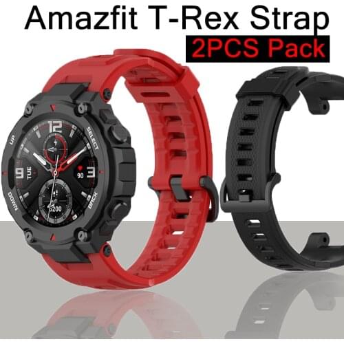 2PCS Silicone Band For Huami Amazfit T-Rex Pro Strap Smart Watch Replacement Bracelet Sport Wristband Accessories