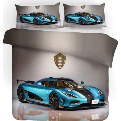 3D Super Fast Car Duvet Cover Set 3pcs Thicken Bed Linen Pillowcases US/AU Size Children Boys Adult Bedding Set