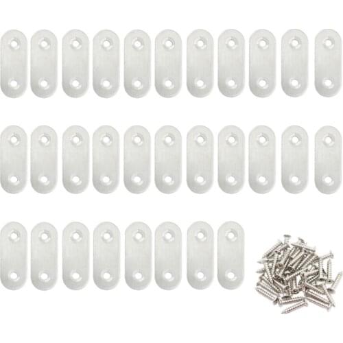 30 Pack Flat Mending Plate for Wood,Stainless Steel Flat Straight Brace Metal Repair Fixing Wood Brace Joining Plates Connector