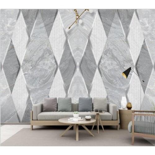 Wellyu Custom mural 3D modern minimalist jazz white marble pattern geometric square background living room background wallpaper