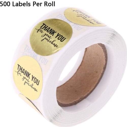 500pcs Round Gold Thank You for Your Purchase Stickers Seal Labels Scrapbooking E15B