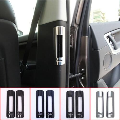 2pcs For Land Rover Discovery Sport 2015-2018 Car Accessories ABS Chrome Carbon Fiber B Pillar Air Conditining Outlet Frame Trim