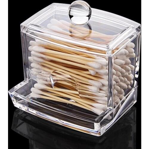 Acrylic Makeup Organizer Cotton Swabs Qtip Container Cosmetic Makeup Cotton Pad Organizer Jewelry Storage Box