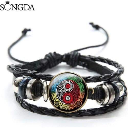 Avatar The Last Airbender Leather Bracelet Kingdom Jewelry Air Nomad Fire and Water Tribe Glass Cabochon Leather For Fans Gifts