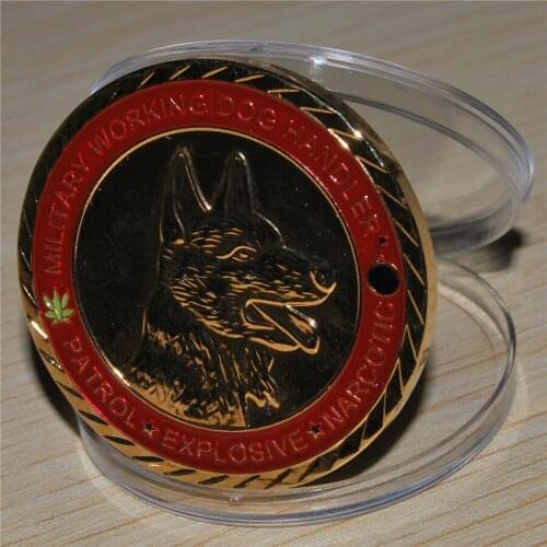 Free Shipping 10pcs/lot,WORKING DOG K9 Handler Military Challenge Coin / Red