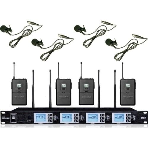Bolymic Lavalier Microphone Professional karaoke system 4 Channel UHF outdoor stage performance wireless microphone for school