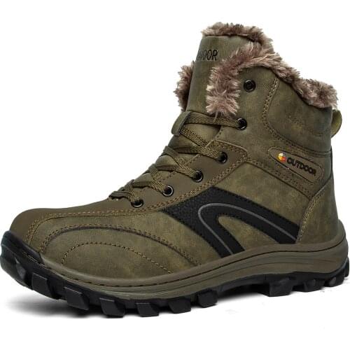 Size 40-48 Mens Warm Winter Ankle Boots Lace Up Shoes Snow Climb Waterproof Combat Thicken Desert Shoes Army 2Colors Plus X02