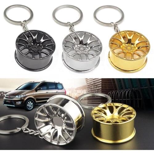Auto Turbo Hub Keychain Wheel Rim Car Keyring Luxury Zinc Alloy Key Fob Wheel Tire Styling Car Key Chain Keyring Car Key Holder