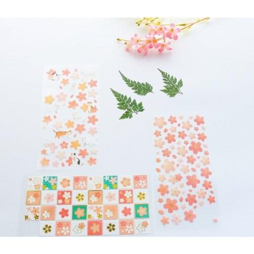 Lovely sakura paper Stickers DIY Diary Scrapbook Notebook Album Cup Phone Decor Sticker Stationery School Supplies