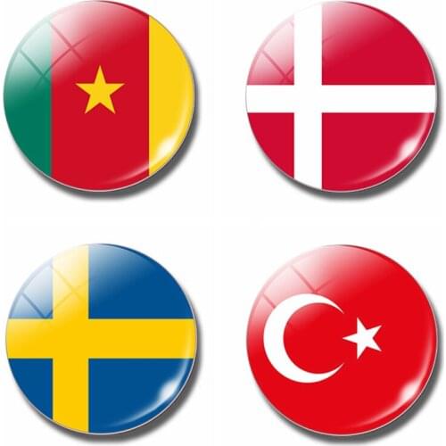 Denmark Cameroon Sweden Turkey Turkey Flag 30 MM Fridge Magnet Glass Dome Magnetic Refrigerator Stickers Note Holder Home Decor