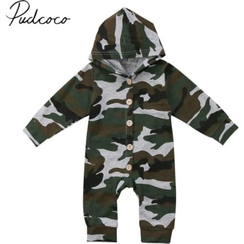 2019 Baby Spring Autumn Clothing Camouflage Infant Baby Boy Girl Hooded Romper Jumpsuit Long Sleeve Outfits Casual Clothes