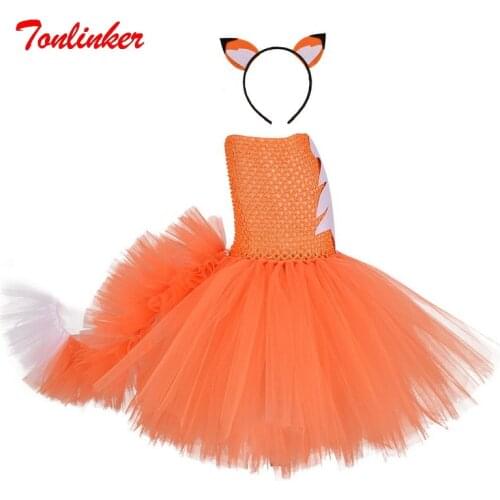 Halloween Girls Crazy Little Fox Costume Kids Christmas Festival Tutu Party Dresses Children Kids Princess Cosplay Dressing Up