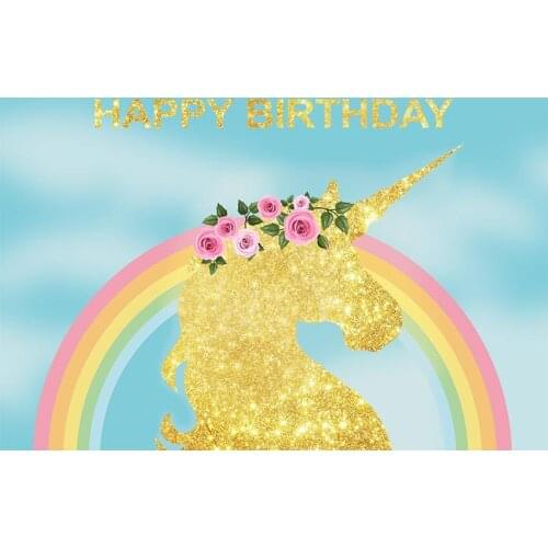 Fotografia sunny sky photo background vinyl gold unicorn photography backdrop for Professional photo studio backgrounds LV-3000