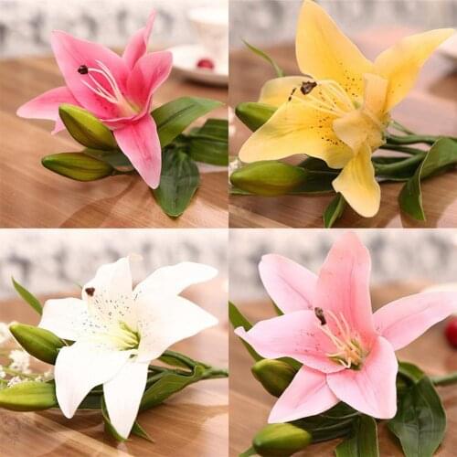 1Pc Artificial Lily Flower Fake Plant Home Office Restaurant Cafe Wedding Party Decoration