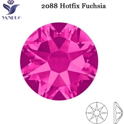 YANRUO 2088 8big 8 Small стразы Fuchsia Strass Hotfix Needlework Stones and decorations Diy Craft Handicraft Accessories