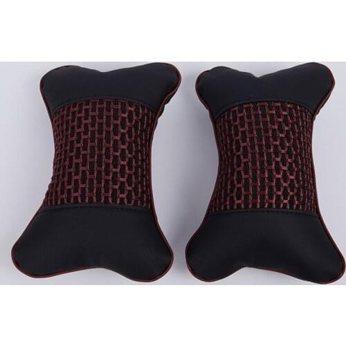 Leather Knitted Car Pillows Headrest Neck Rest Cushion Support Seat Accessories