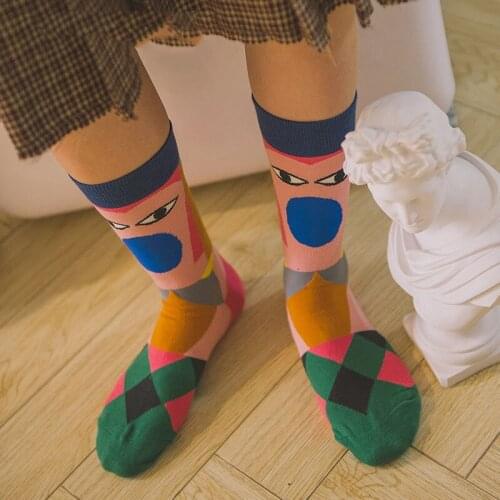Fashion Art Abstract Funny Cute Socks Unisex Female Calcetines Mujer Divertidos Dasual Cotton Art Floral Dress Happy Gift Sokken