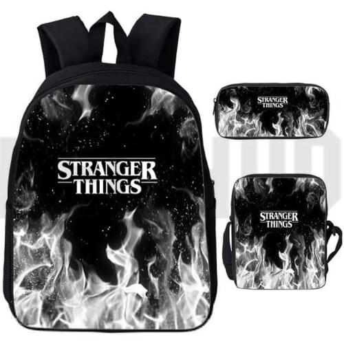 Fashion Stranger Things Backpack Men 3D Print Schoolbags Hot TV Series Bag Women Anime Harajuku Teenager Laptop Bag 3 Pcs/Set