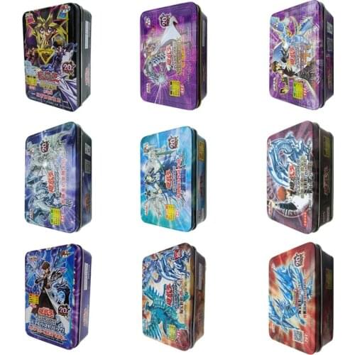 New Anime Yu-Gi-Oh Card Combination Blue-Eyes White Dragon Iron Box Flash Card Desktop Games Childrens Toy Cards Christmas Gift