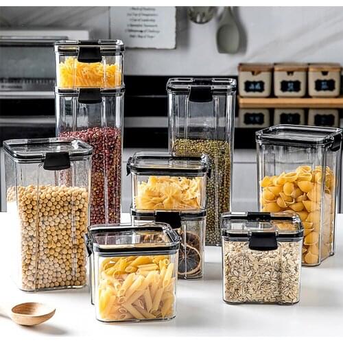 Plastic Airtight Canister Kitchen Storage Can Bottles Jars With Lid Food Container Grains Tea Coffee Beans Candy Jar Containers