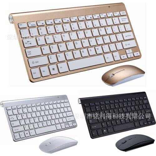 Portable Wireless Keyboard for Mac Notebook Laptop TV box 2.4Ghz Mini Keyboard Mouse Set Office for IOS Android Russian Sticker