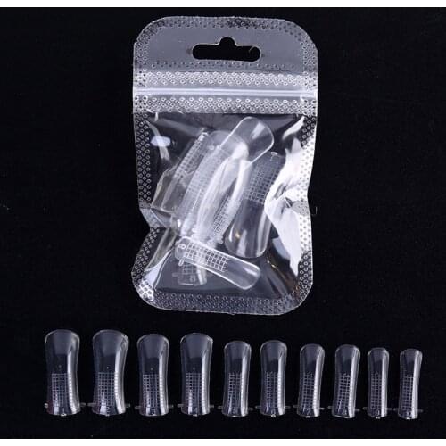 20pcs Clear Nail Forms Acrylic False Fake Nails Full Cover Quick Building Mold Tips Dual Forms Nail Finger Extension