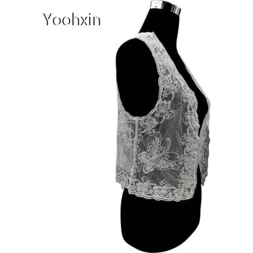 Luxury mesh embroidery DIY flower lace collar Fabric Sewing Applique ribbon trim neckline guipure dress cloth wedding decor