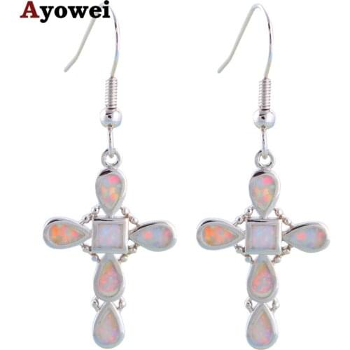 Special White fire Opal Wholesale High Quality Silver Stamped Drop Earrings for women Wedding Fashion jewelry OE331A