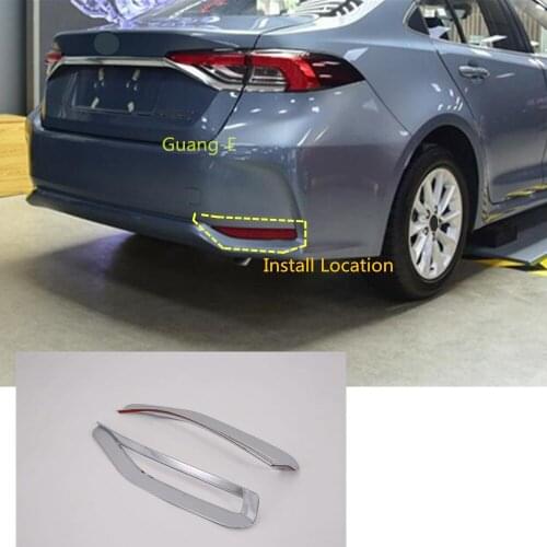 Car styling Rear back fog light lamp frame stick ABS Chrome cover trim hood panel frame 2pcs For Toyota Corolla Altis 2019-2020