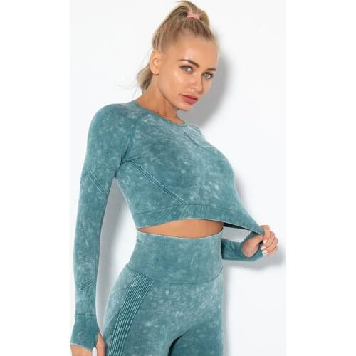 NCLAGEN Seamless Sports Top Women Long Sleeve New Sexy Fitness Shirt GYM Quick Dry Running High Elastic Thumb Holes Yoga Blouse