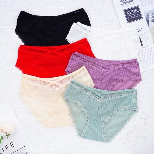3 Pcs New Panties Female Underpants Sexy for Women Briefs Solid Girls Underwear Hight Rise Lace String Comfort Lingerie Femme