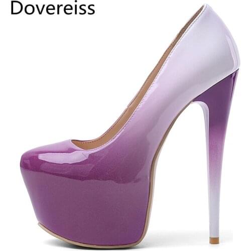 Dovereiss Fashion Womens Shoes summer Elegant sexy new purple Slip on or Buckle Party shoes sexy concise Platform Pumps
