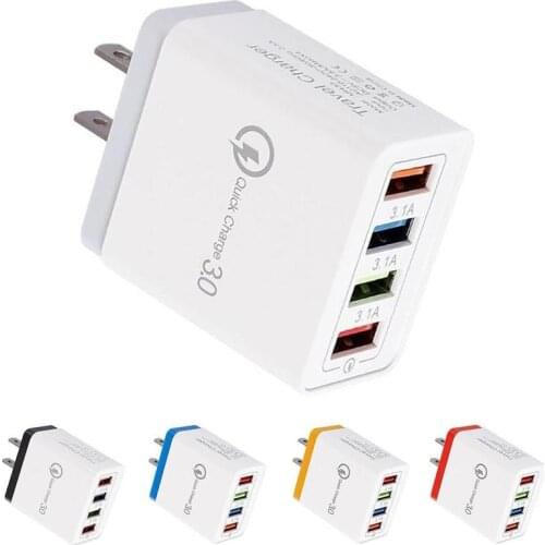 Mobile Phone Travel Charger Usb Charger Qc 3.0 Usb Hub Wall Charger 3a Smart Fast Charging Travel Universal Phone Eu Us Plug