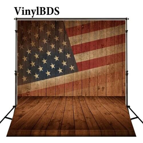 VinylBDS 5x7ft Vintage American Flag Day Photography Backdrops Independence Day Flag Wall Backgrounds for Photo Studio